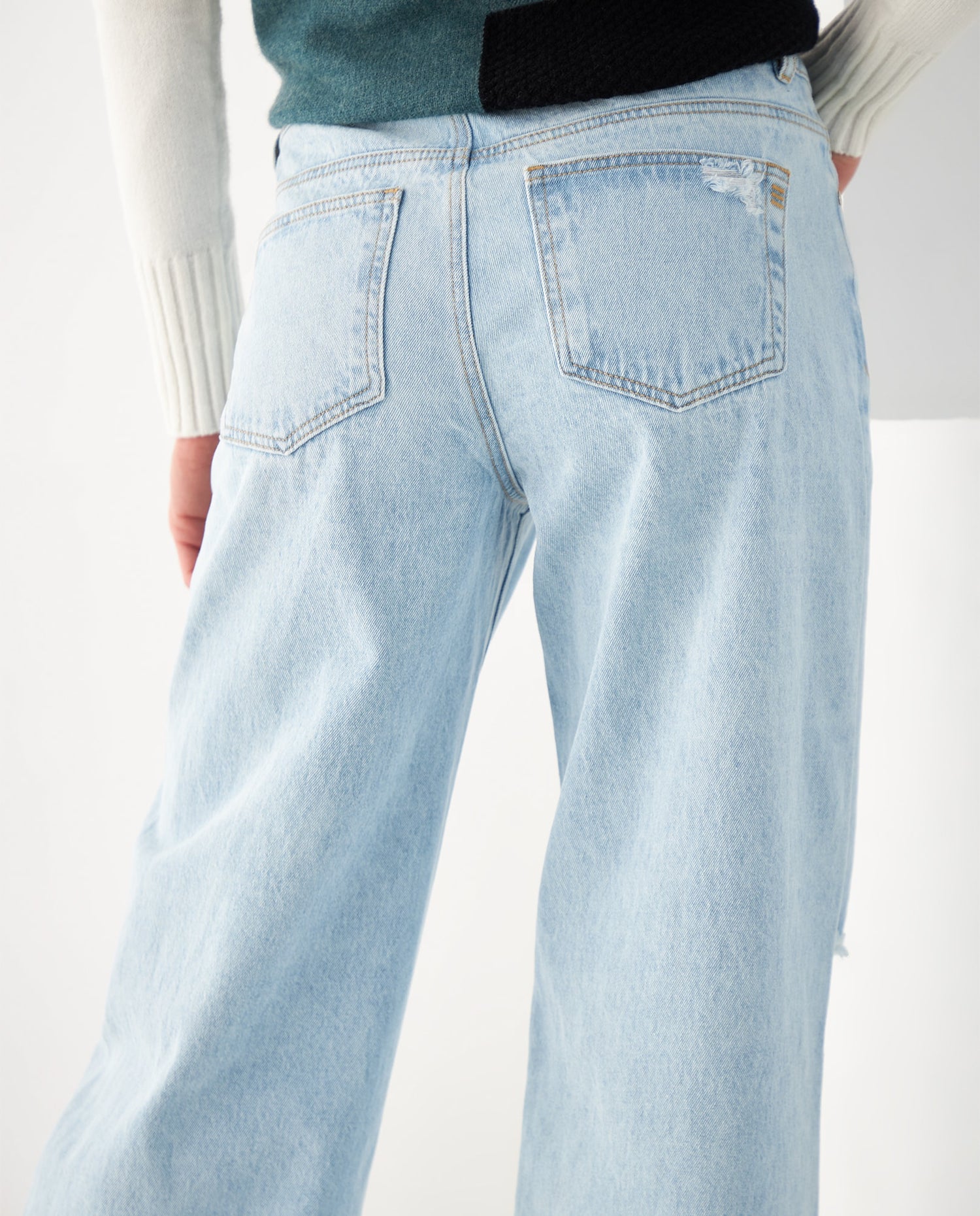 Jean Wide Leg con rotos para mujer - Azul
