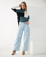 Jean Wide Leg con rotos para mujer - Azul