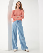 Jean Wide Leg tono claro para mujer - Azul