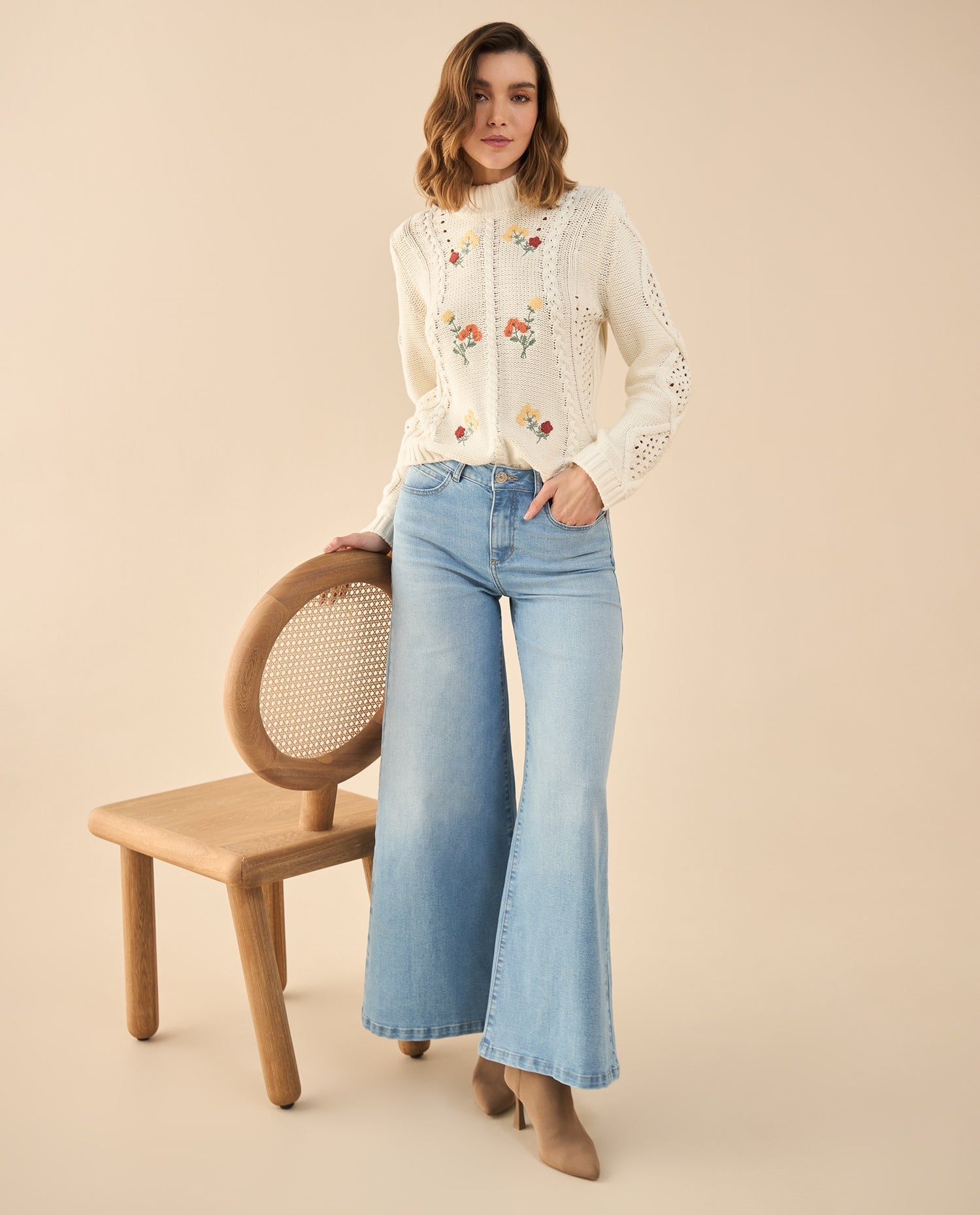 Jean Wide Leg tono medio para mujer - Azul