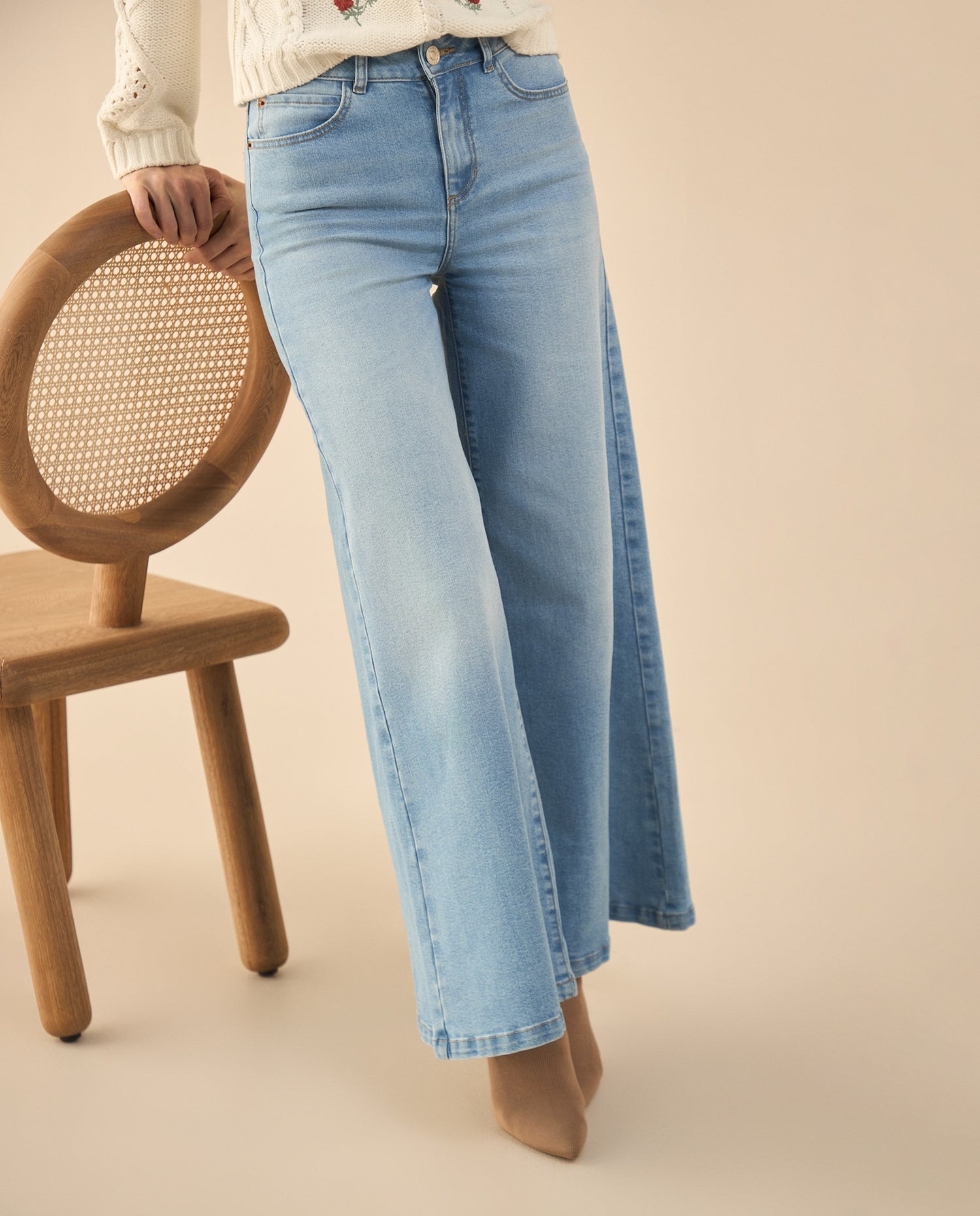 Jean Wide Leg tono medio para mujer - Azul
