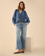 Jean Wide Leg tono medio para mujer - Azul