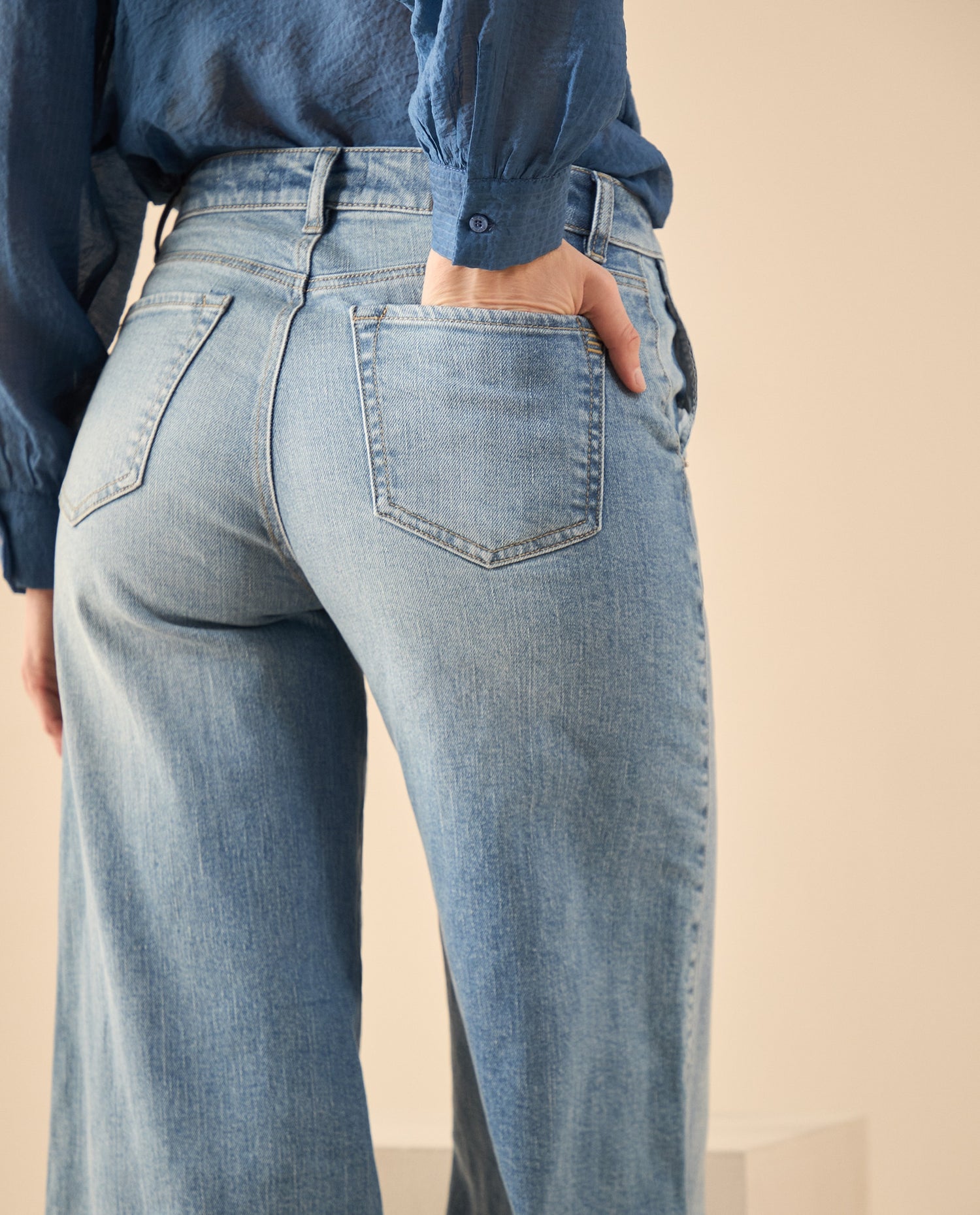 Jean Wide Leg tono medio para mujer - Azul