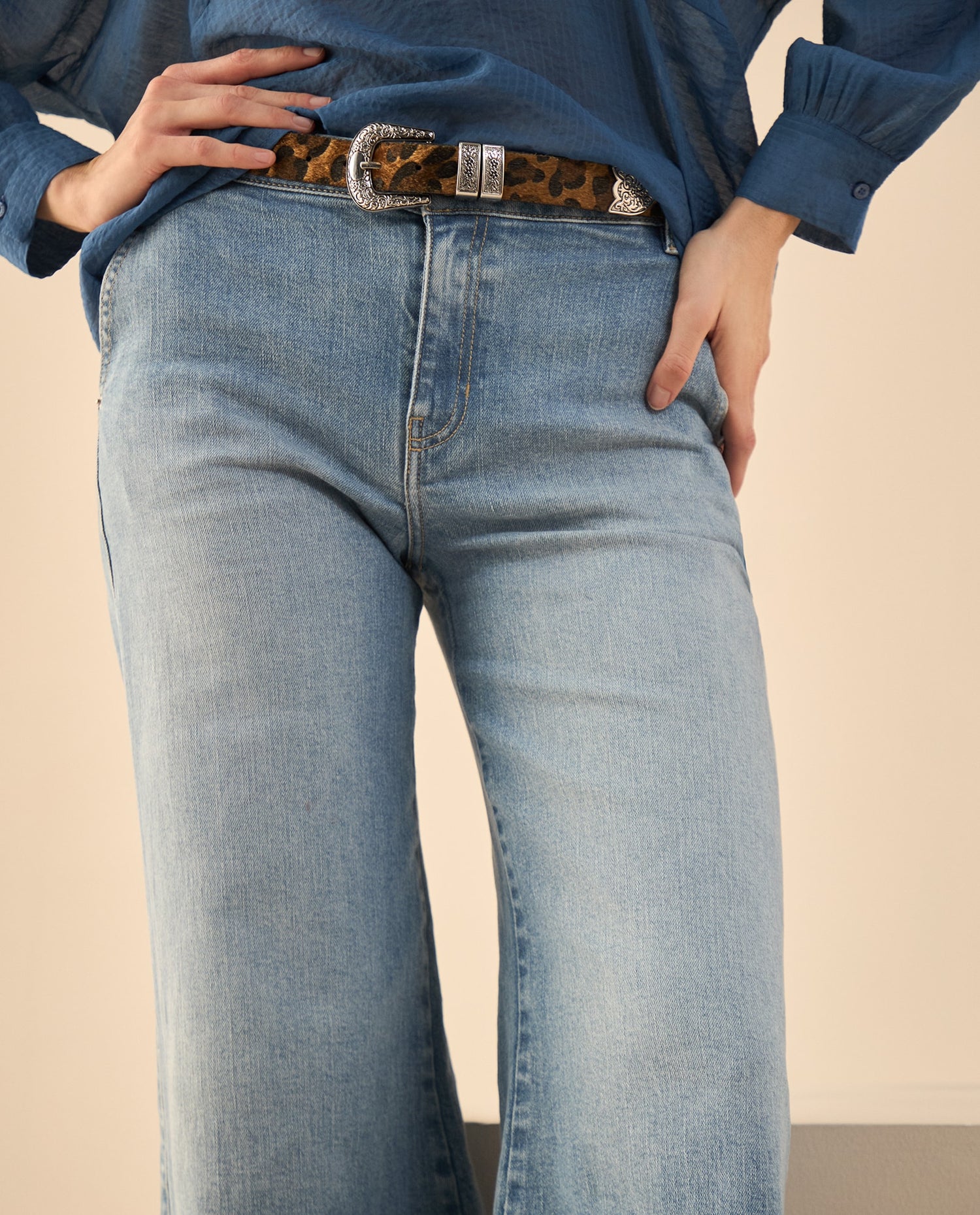 Jean Wide Leg tono medio para mujer - Azul