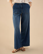 Jean tipo jogger tono oscuro para mujer - Azul