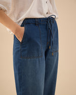 Jean tipo jogger tono oscuro para mujer - Azul