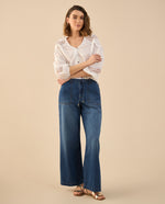 Jean tipo jogger tono oscuro para mujer - Azul