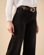 Jean Wide Leg en black denim para mujer - Negro