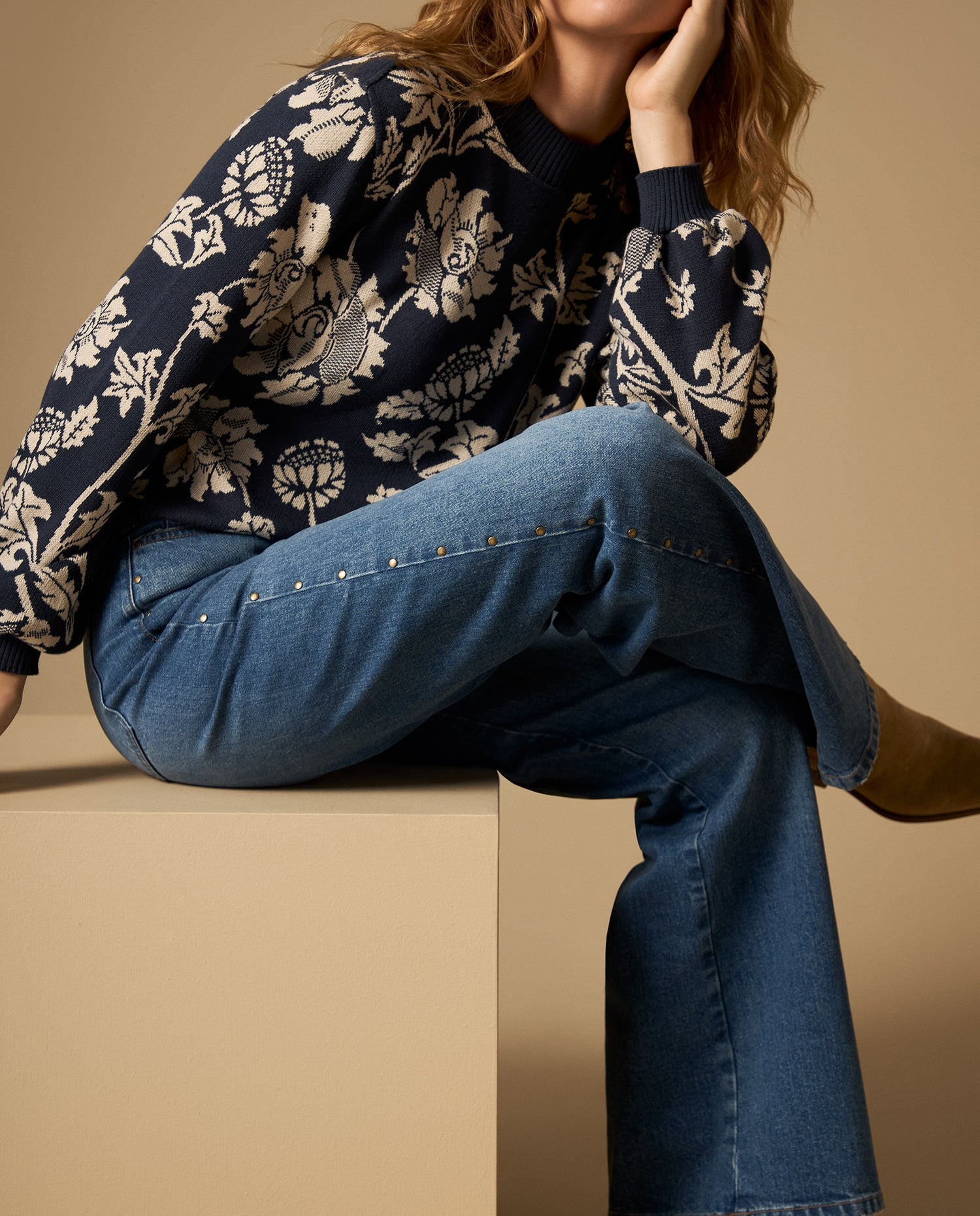 Jean wide leg silueta amplia - Azul