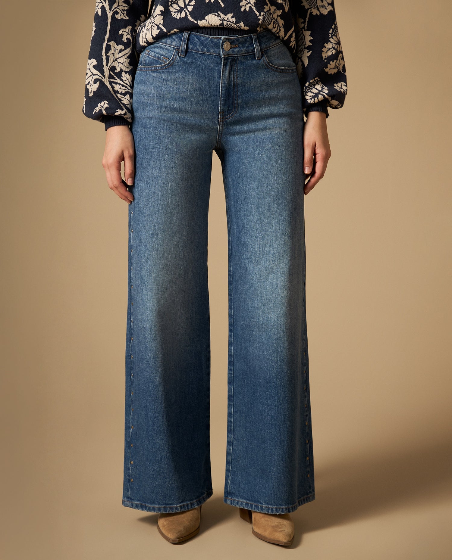 Jean wide leg silueta amplia - Azul