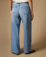 Jean wide leg con bolsillos tipo parche - Azul