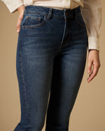Jean flare largo regular tiro medio - Azul