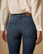 Jean flare largo regular tiro medio - Azul