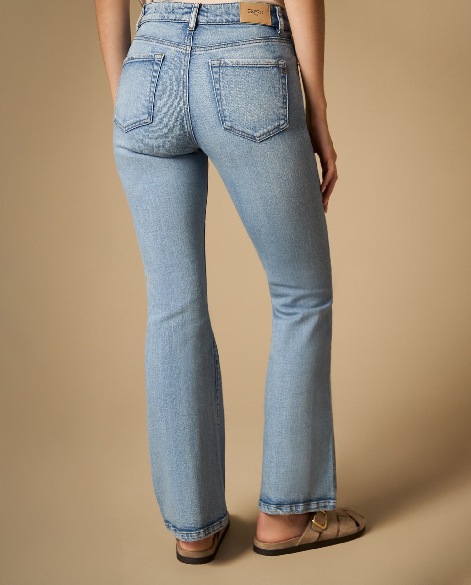 Jean flare largo regular tiro medio - Azul