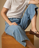 Jean culotte tiro medio silueta ancha - Azul