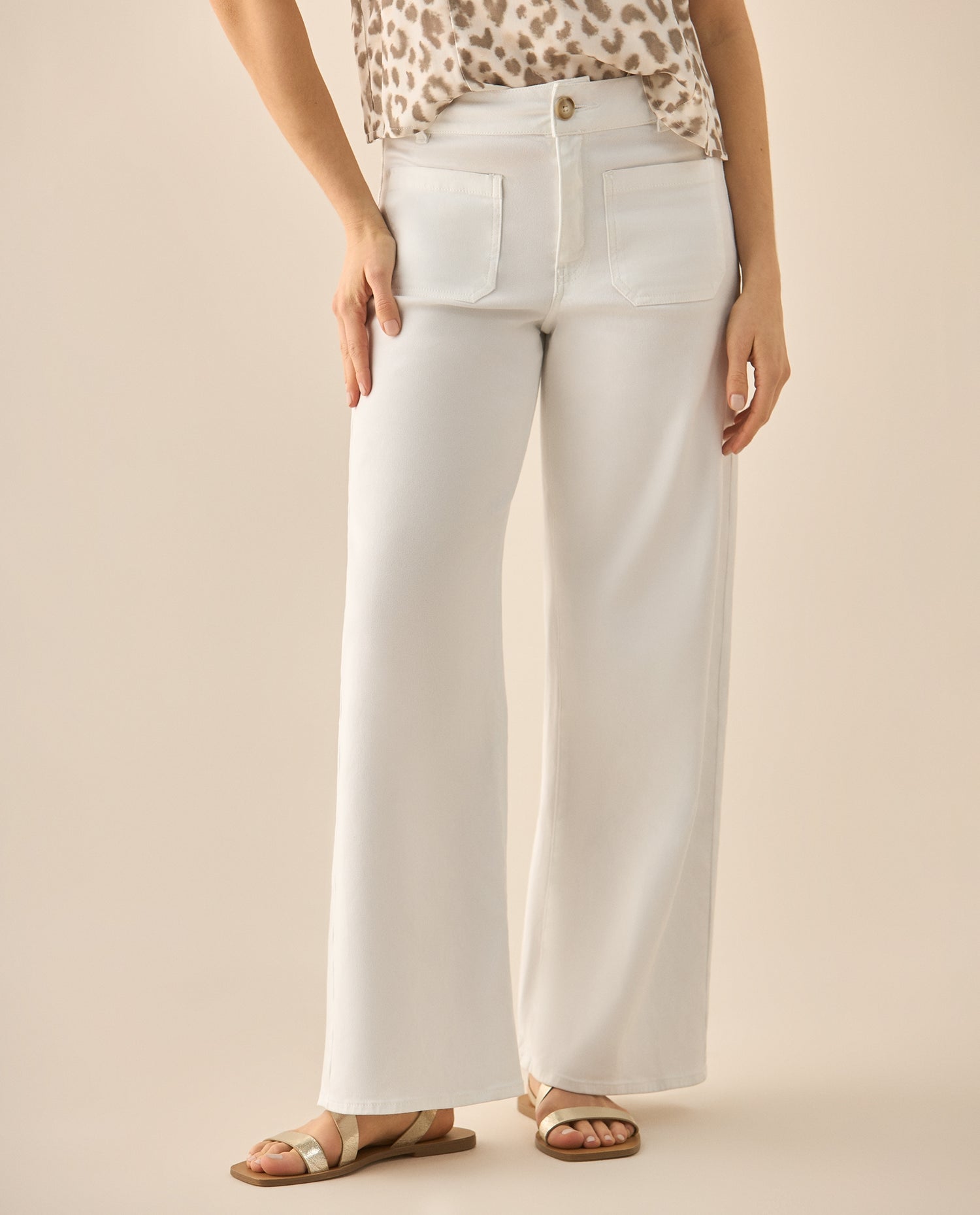 Jean Boot Cut en white denim para mujer - Crudo