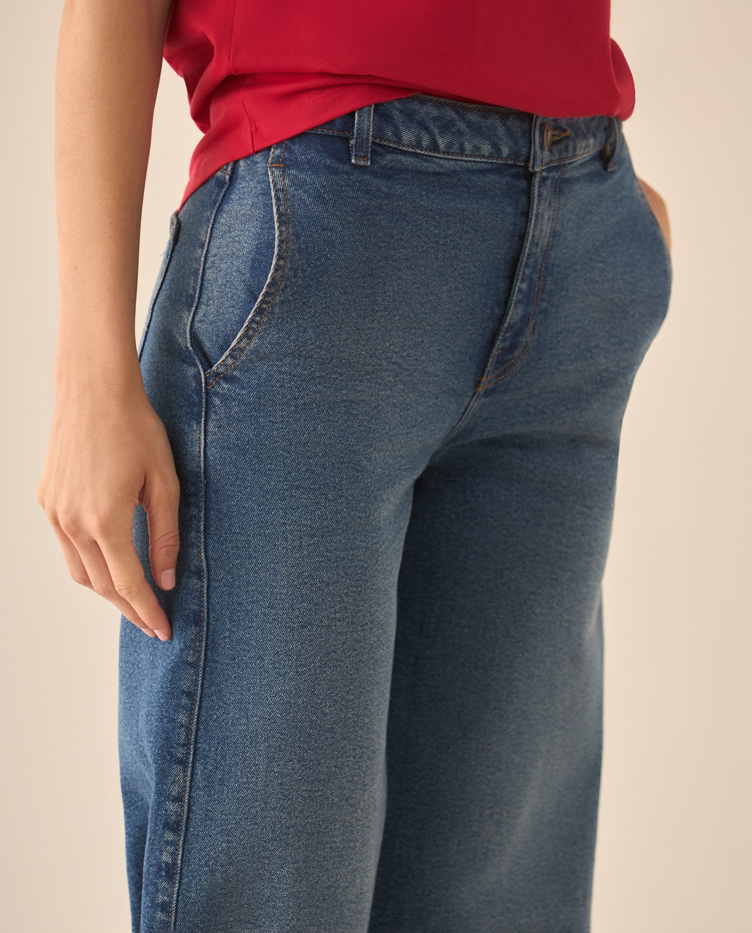 Jean Wide Leg tono medio para mujer - Azul