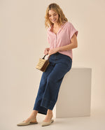 Jean Wide Leg cropped para mujer - Azul