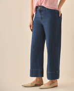 Jean Wide Leg cropped para mujer - Azul