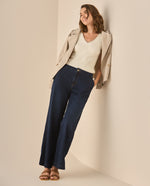 Jean Wide Leg tono oscuro para mujer   - Azul