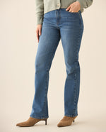 Jean straight fit tono medio para mujer - Azul