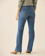 Jean straight fit tono medio para mujer - Azul