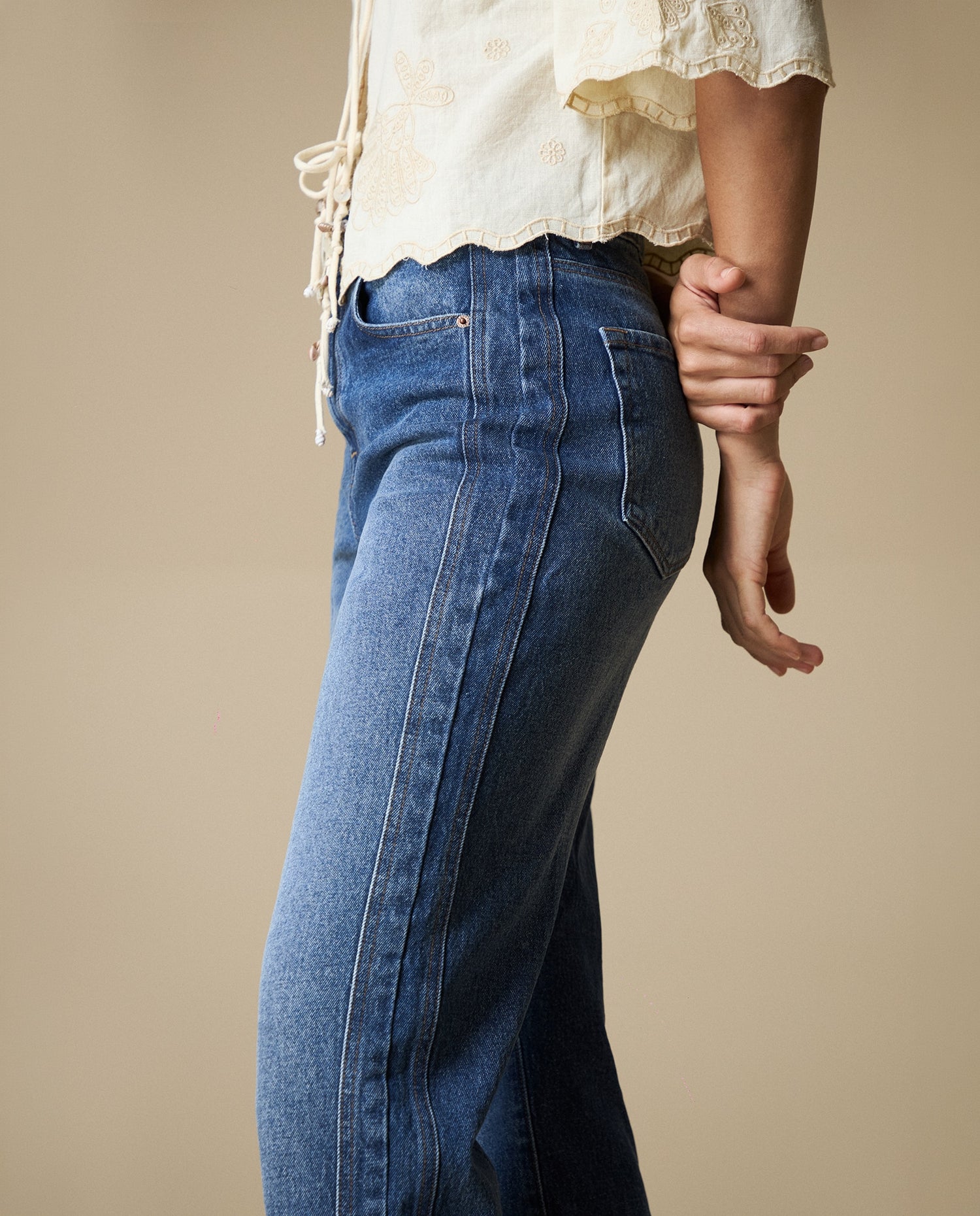 Jeans Straigth Azul Medio - Azul