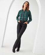 Jean Straight efecto vintage para mujer - Negro