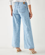 Jean Wide Leg con estampado láser para mujer - Azul