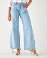 Jean Wide Leg con estampado láser para mujer - Azul