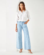 Jean Wide Leg con estampado láser para mujer - Azul