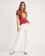 Jean Wide Leg con apliques para mujer - Crudo