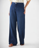 Jean Wide Leg pretina elástica posterior para mujer - Azul