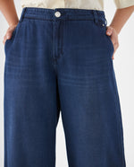 Jean Wide Leg pretina elástica posterior para mujer - Azul