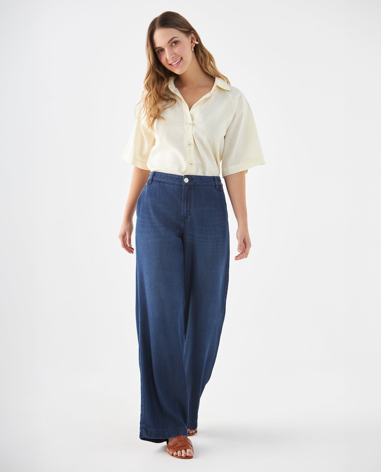 Jean Wide Leg pretina elástica posterior para mujer - Azul 34_679F021_AZU193933_6