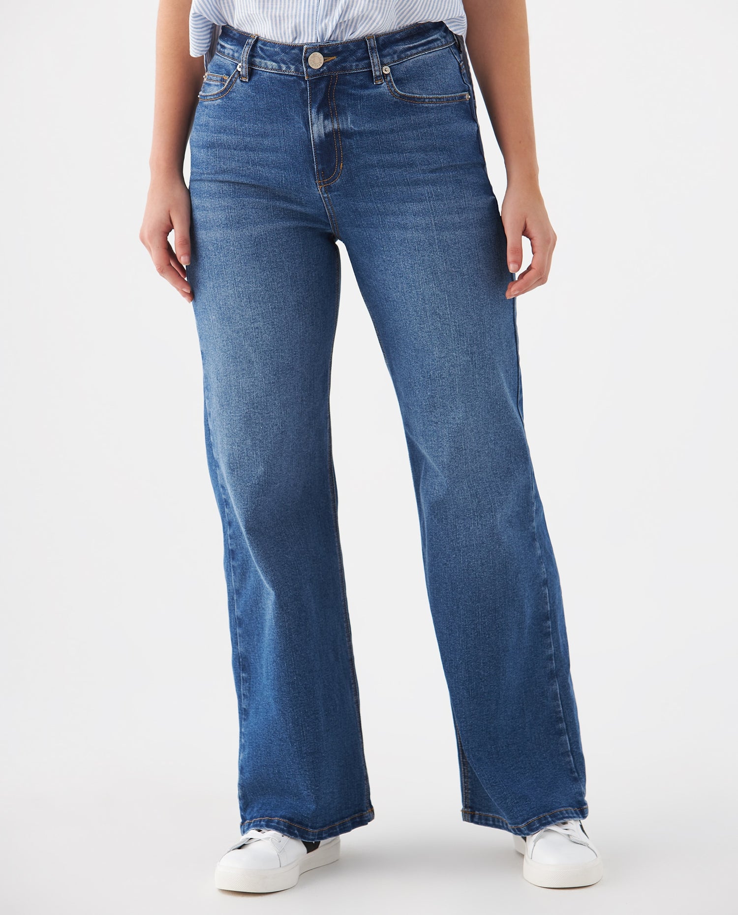Jean Wide Leg tono medio para mujer - Azul