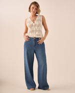 Jean Wide Leg Azul con Tiro Alto - Azul