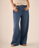 Jean Wide Leg Azul con Tiro Alto - Azul