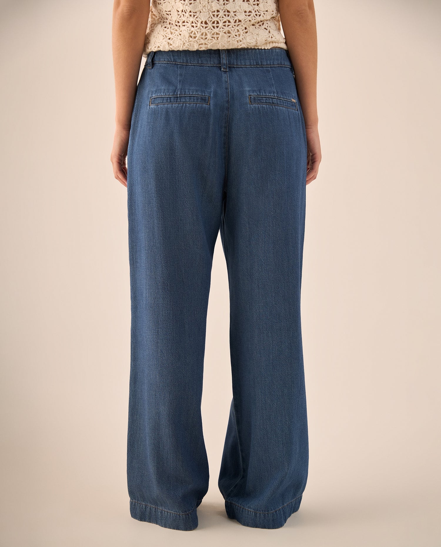 Jean Wide Leg Azul con Tiro Alto - Azul