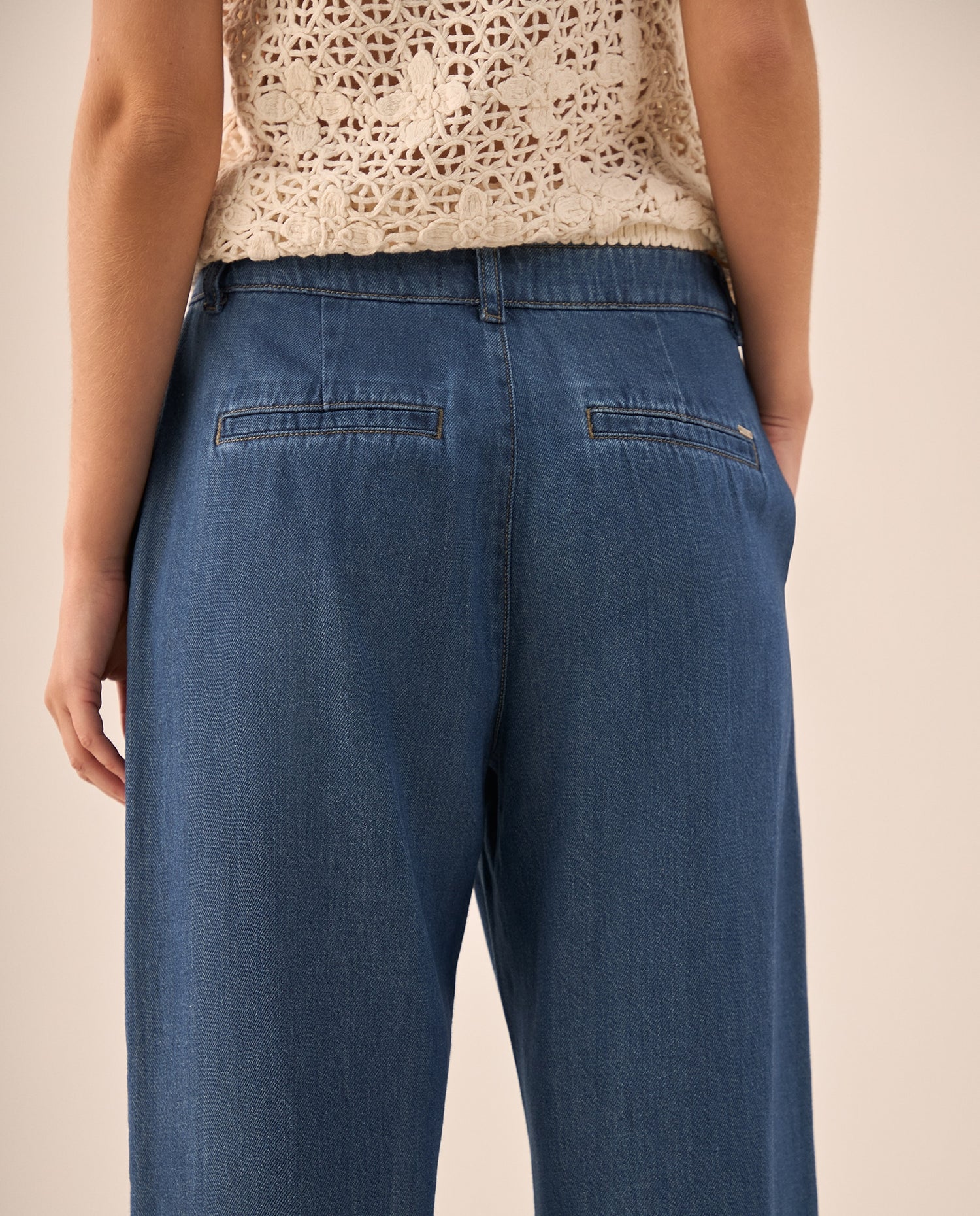 Jean Wide Leg Azul con Tiro Alto - Azul