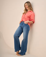 Jean Wide Leg Azul Rivera Medio - Azul