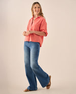 Jean Wide Leg Azul Rivera Medio - Azul