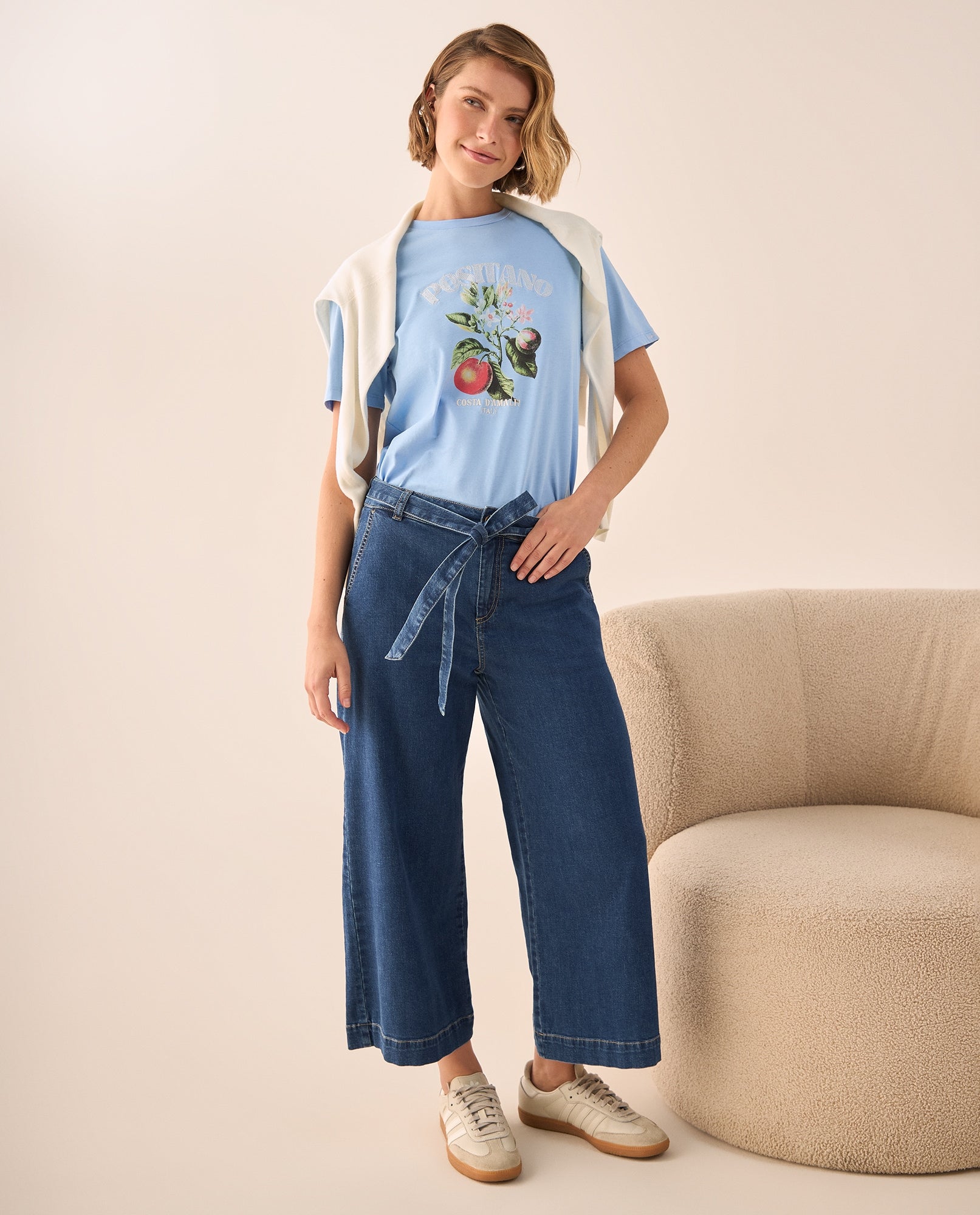 Jean Culotte Azul Tiro Alto con Cinturón - Azul 34_679G005_AZU174027_0