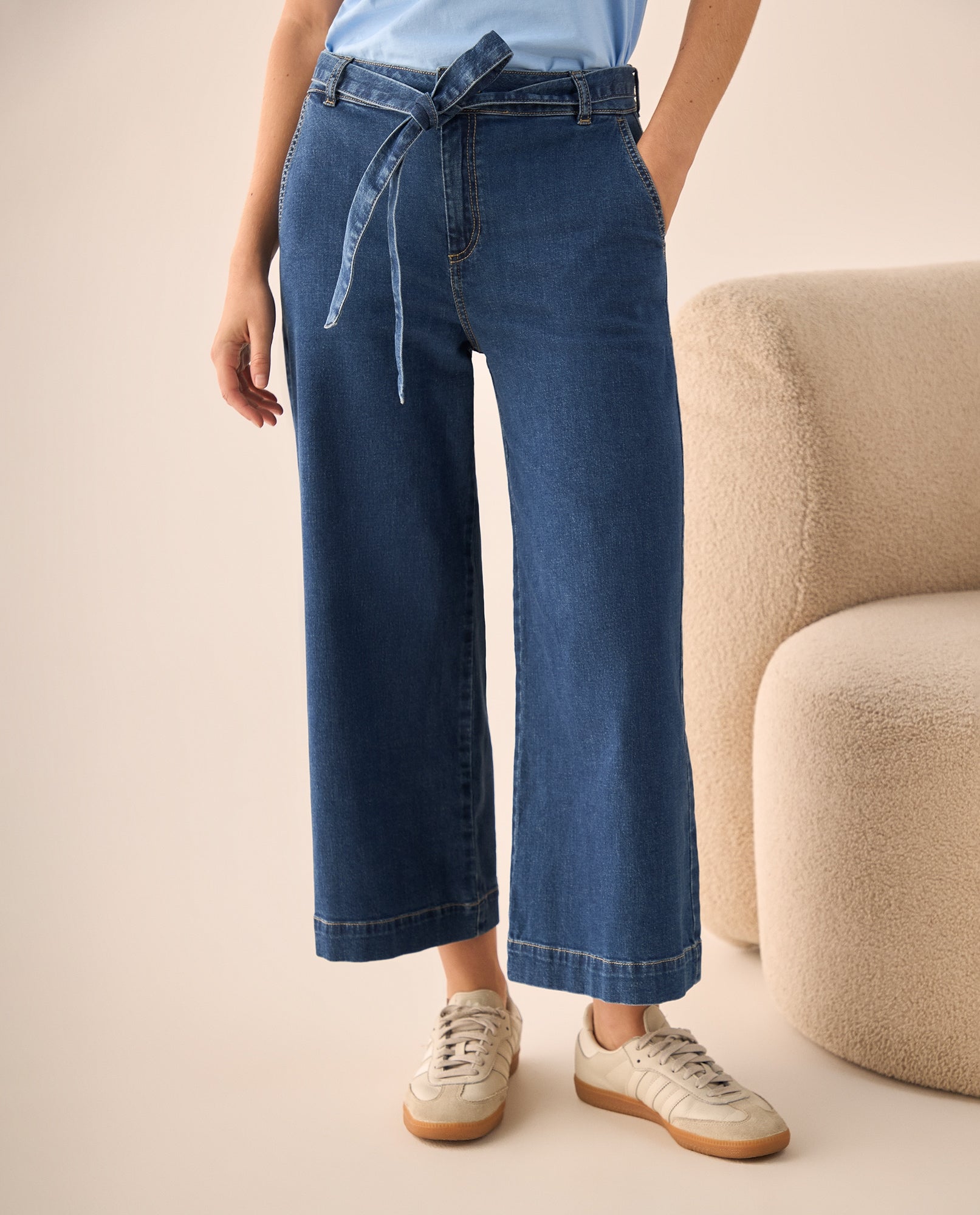 Jean Culotte Azul Tiro Alto con Cinturón - Azul 34_679G005_AZU174027_3