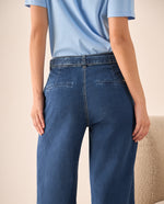 Jean Culotte Azul Tiro Alto con Cinturón - Azul