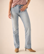 Jean Straight Azul Claro con Lavado Vintage - Azul
