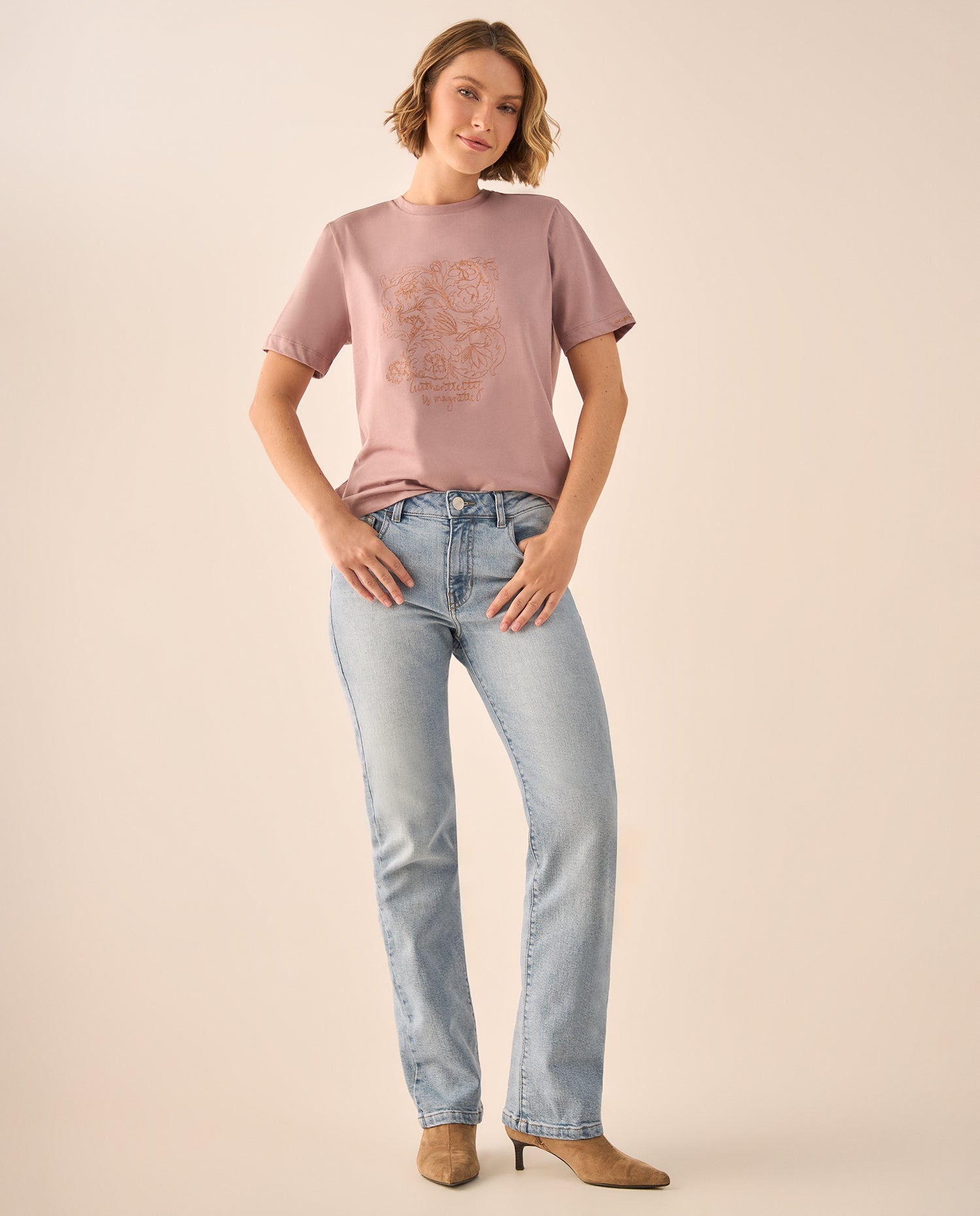 Jean Straight Azul Claro con Lavado Vintage - Azul