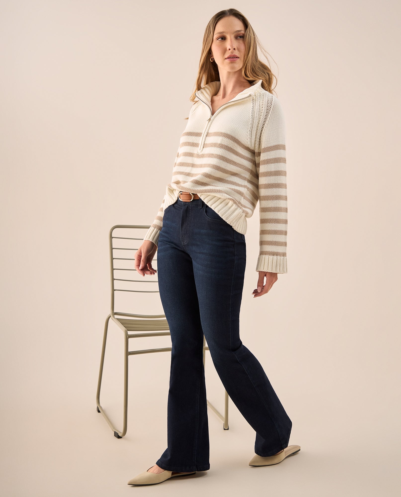 Jean Flare Azul Oscuro Tiro Alto - Azul 34_679G009_AZU193924_0