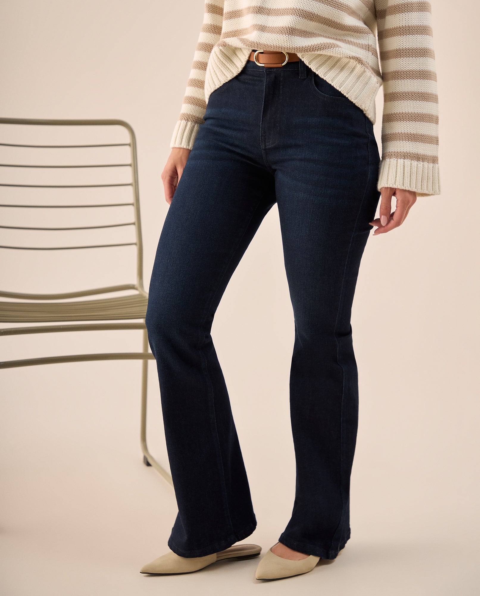 Jean Flare Azul Oscuro Tiro Alto - Azul 34_679G009_AZU193924_3