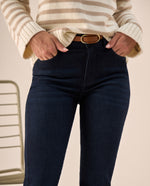Jean Flare Azul Oscuro Tiro Alto - Azul